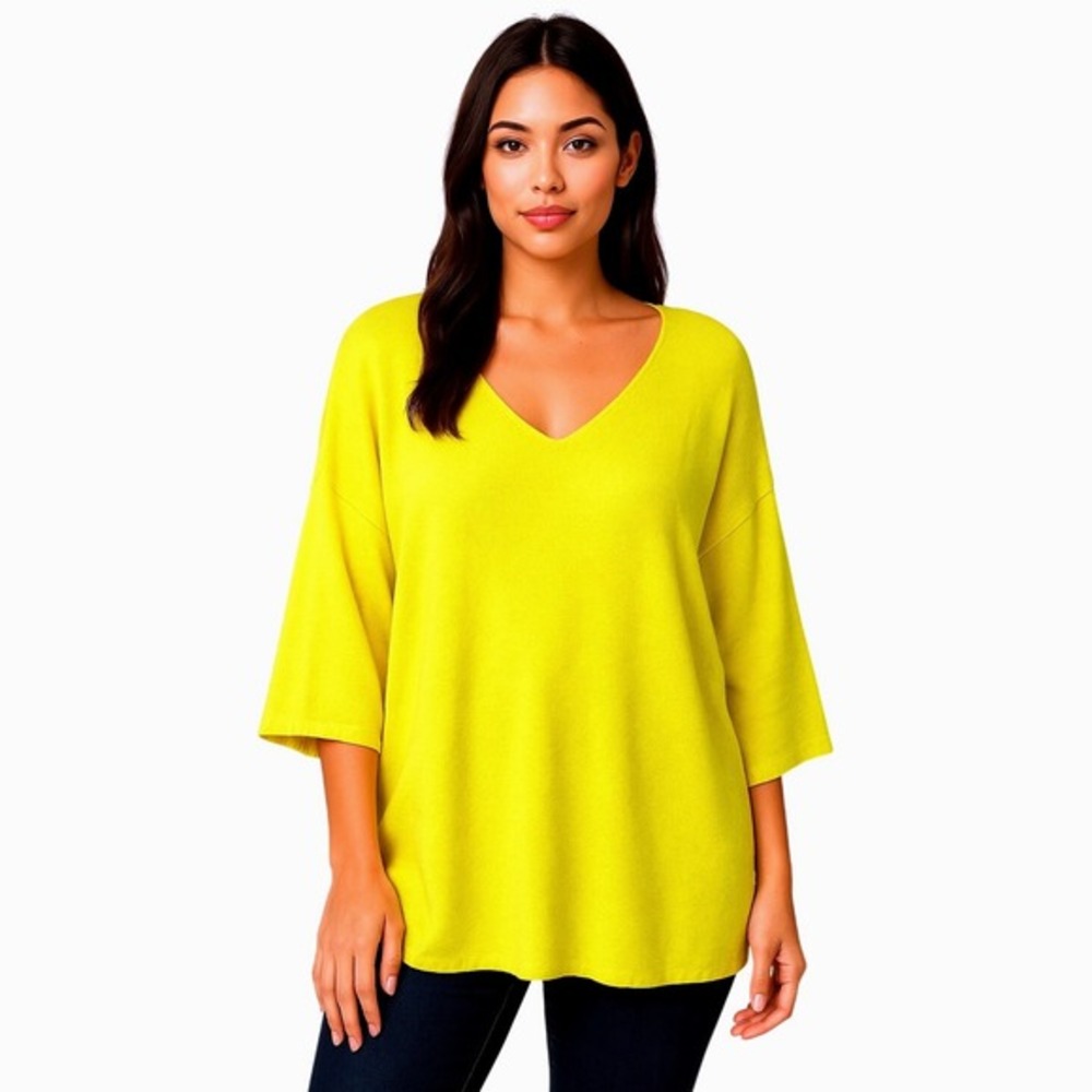 Gap V Neck Long Sleeve Knit Sweater Yellow M Wool Blend Top Y2K Streetwear 51-23